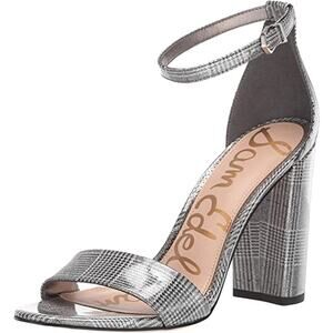Sam Edelman Pewter Plaid Yaro Sandals Heels Size 7 NWT